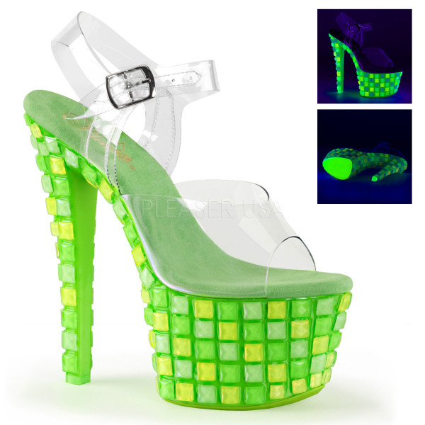7 inches Heel, 2 3/4 inches PF Ankle Strap Sandal, Blacklight Reactive — image 9 of 16