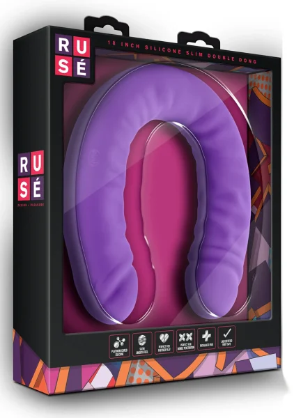 18" Slim Double Sided Dildo in Hot Pink