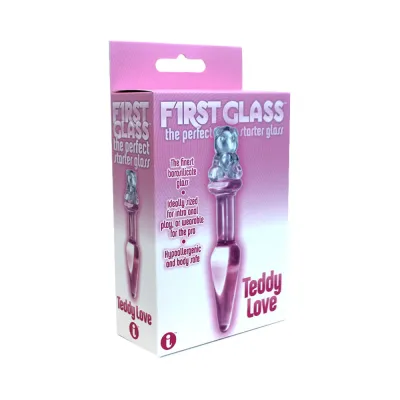 First Glass Teddy Love Plug Glass Butt Plug Pink
