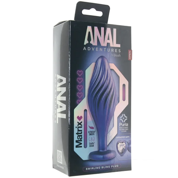 Anal Adventures Matrix Swirling Bling Silicone Butt Plug By Blush - Sapphire