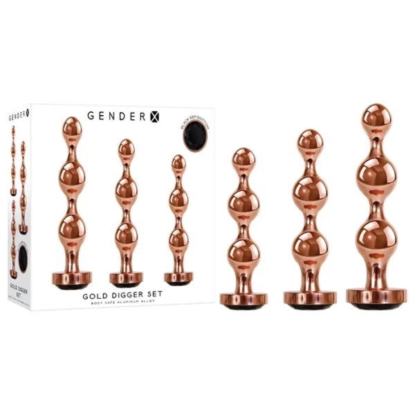 Gold Digger Set, 3-Pack Metal Anal Beads