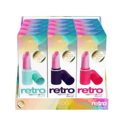 Vedo Retro Rechargeable Bullet Assort 12 Pc Display