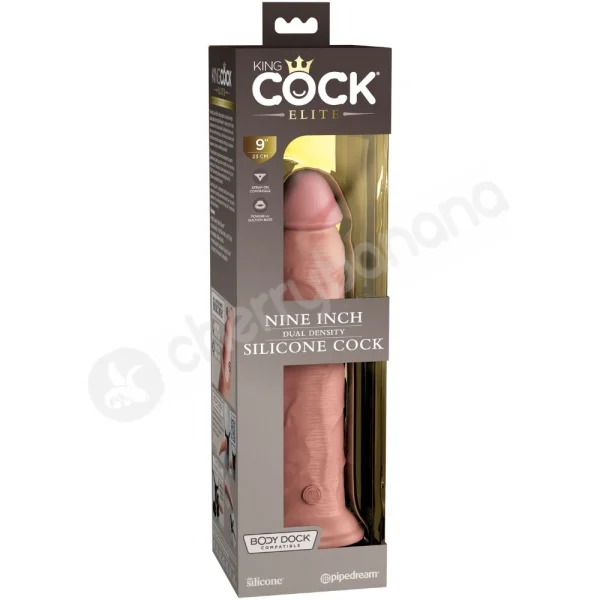 King Cock Elite 9'' Flesh Silicone Dual Density Cock Dildo