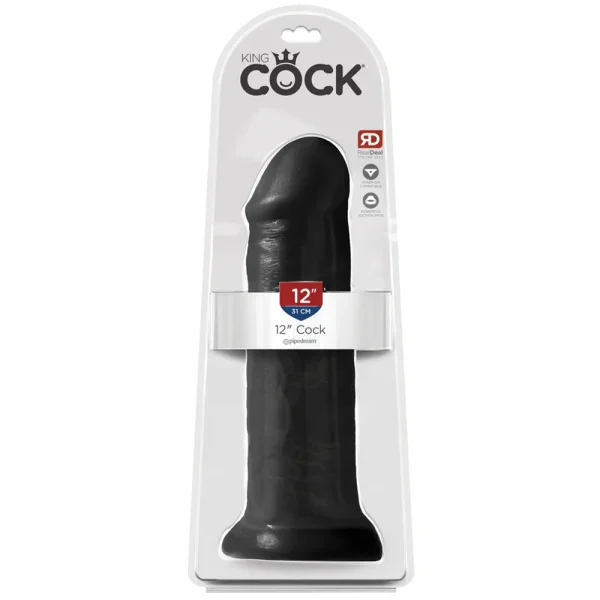 King Cock 12" Suction Cup Dildo - Black
