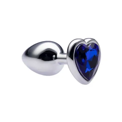 Kink Range Alloy Love Heart Gemmed Butt Plug 2 7 Inch Blue Small