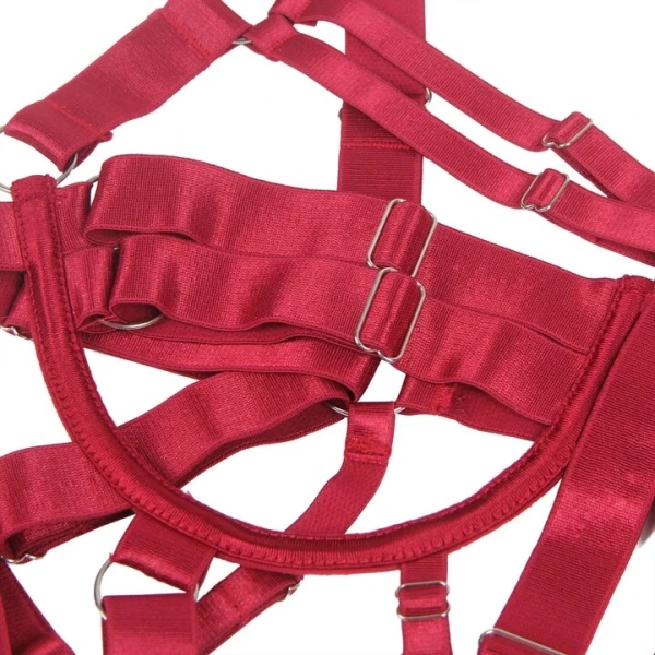 Bondara Siren Covet Red Satin Body Harness Teddy