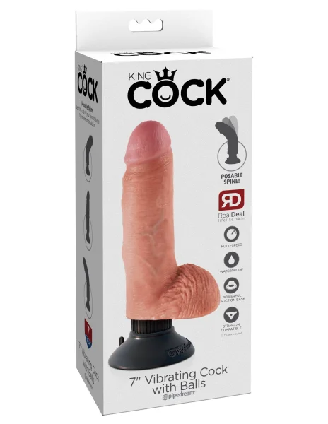 King Cock 7-Inch Vibrating Cock With Balls -  Flesh