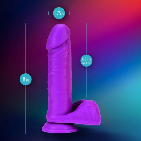 Neo Elite - 8-inch Silicone Dual-density Cock With Balls - Neon Purple