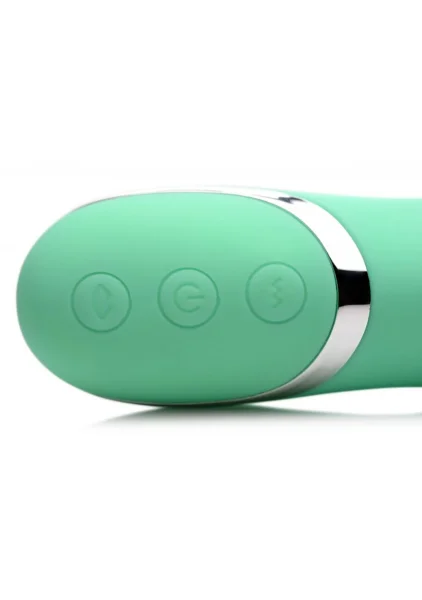 Shegasm 10X Minty Silicone Pressure Wave Clitoral Stimulator With G-Spot Vibrator - Teal