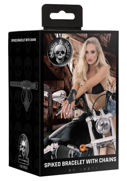 Ouch! Skulls and Bones - Spiked Bracelet with Chains