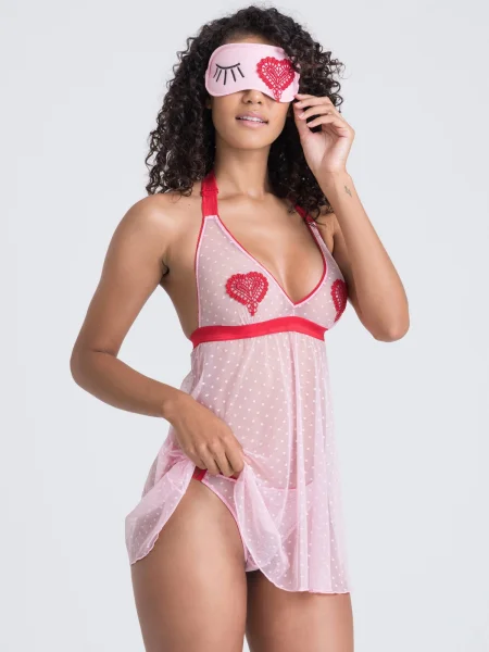 Lovehoney Sweet Love Pink Babydoll Set and Eye Mask