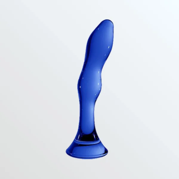 Chrystalino Gallant Blue Glass Curved Dildo Wand