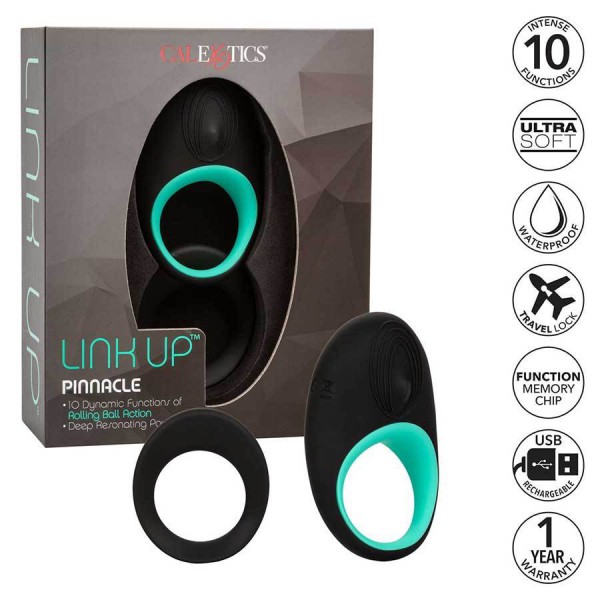 Link Up Pinnacle Silicone Vibrating Cock Ring | Rechargeable 10 Speed Gyrating Couples Toy
