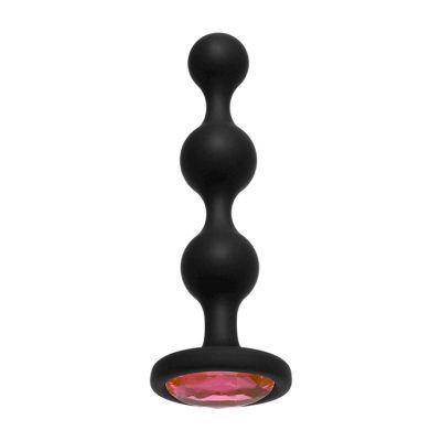 Booty Bling Jewelled Wearable Silicone Anal Beads Plug Pink 4 Inch