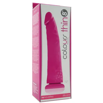 Colours Pleasures Thin 8 Inch Purple Silicone Suction Cup Dildo