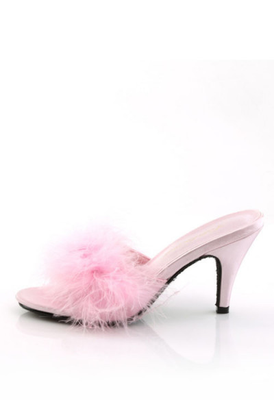 Fabulicious by Pleaser Amour 3" Heel Pink Marabou Puff Slipper