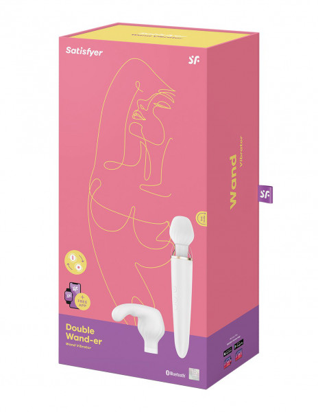 Satisfyer Double Wand-er Wand Vibrator - With 2 Attachment Heads & App Control!