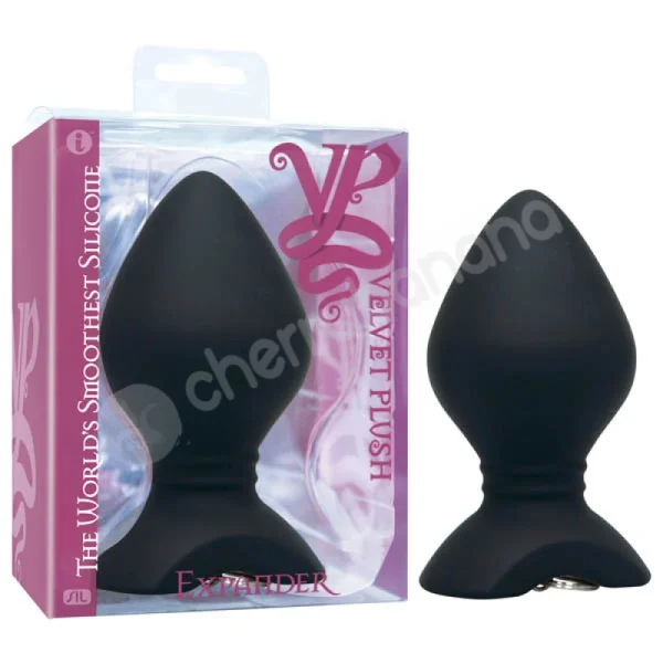 Velvet Plush Black Silicone Expander Butt Plug