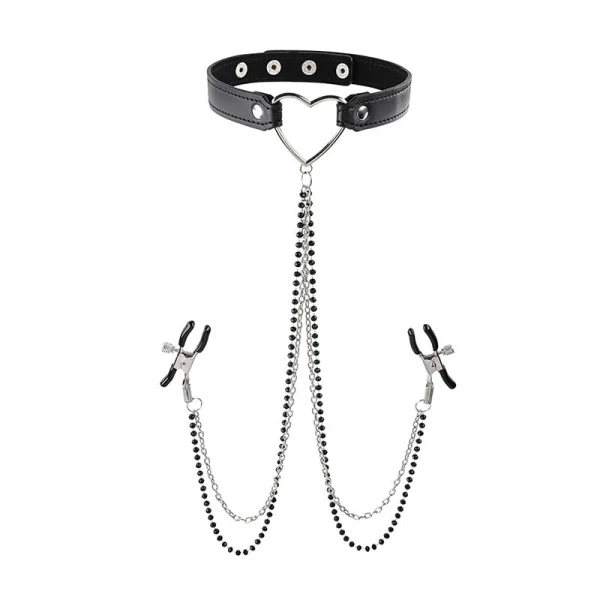 Sex & Mischief Amor Collar With Nipple Clamps By Sportsheets
