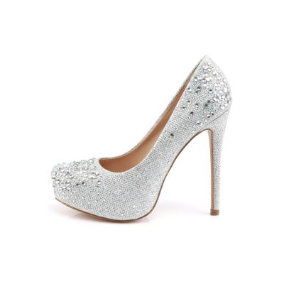 Pleaser Destiny 5 Rhinestone Vamp Glitter Platform Pump