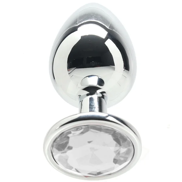 Shots Ouch! Round Gem Butt Plug Large - Silver/Diamond