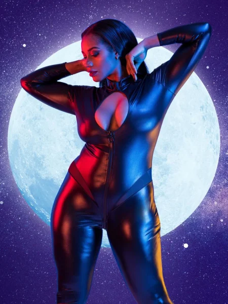 Lovehoney Plus Size Fierce Wet Look Zipper Cut-Out Catsuit