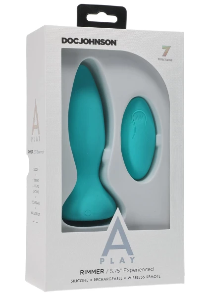 A-Play - Rimmer - Rechargeable Silicone Anal Plug with Remote - Teal