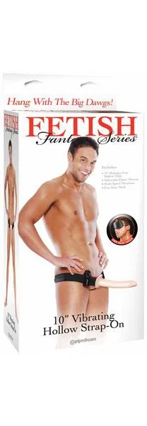 Fetish Fantasy Vibrating Hollow Strap On Flesh 10 in