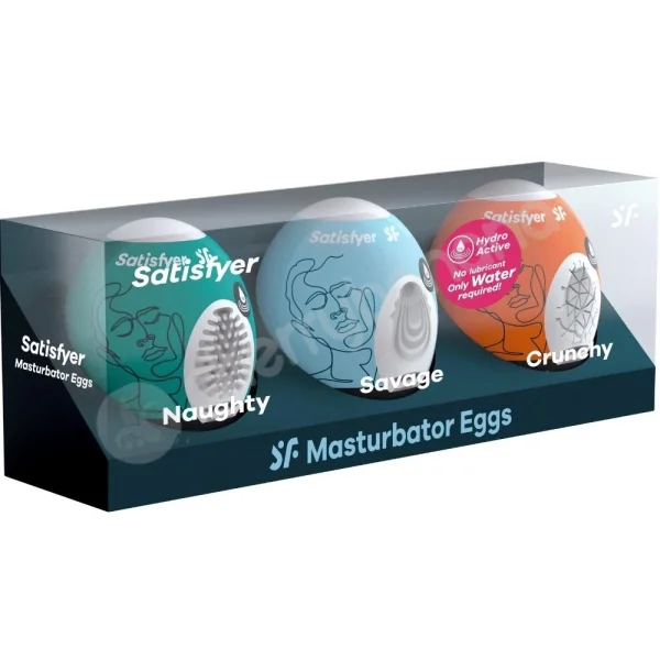 Satisfyer Masturbator Eggs Naughty / Savage / Crunchy 3 Piece Set
