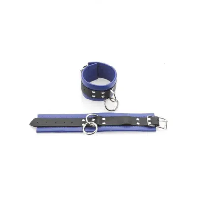 Black And Blue Wrist Or Ankle Restraints Leather