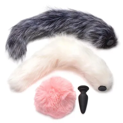 Tailz Silicone Anal Plug with 3 Furry Interchangeable Tails