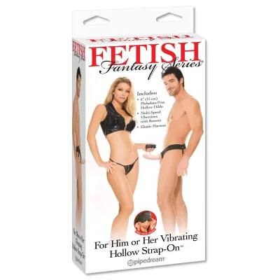 Fetish Fantasy Series for Him or Her Vibrating Hollow Strap on Flesh