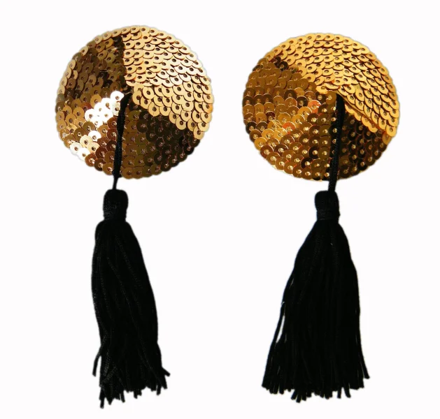 Sequin Nipple Pasties with Tassels - One Size Fits All — image 5 of 5