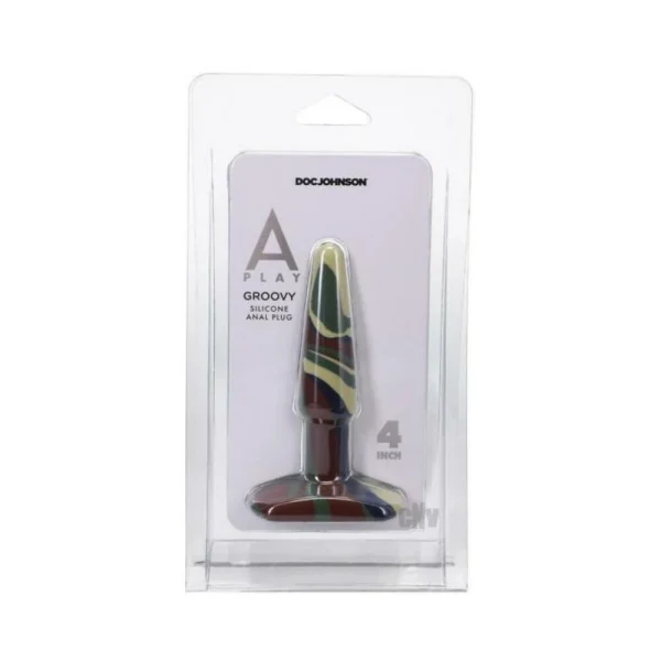Butt Plugs: A-play Groovy 4 In. Silicone Anal Plug Camouflage