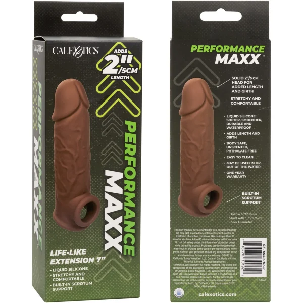 Performance Maxx Life-Like 7" Penis Extension By CalExotics - Chocolate