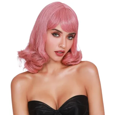 Shoulder Length Wig With Bangs and Bottom Curl