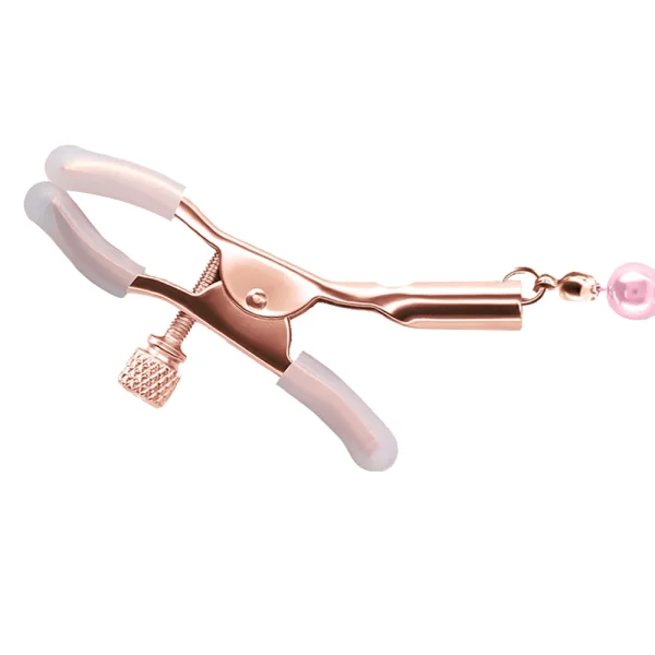 Bound Adjustable DC1 Pearl Chain Nipple Clamps by NS Novelties - Rose Gold & Pink