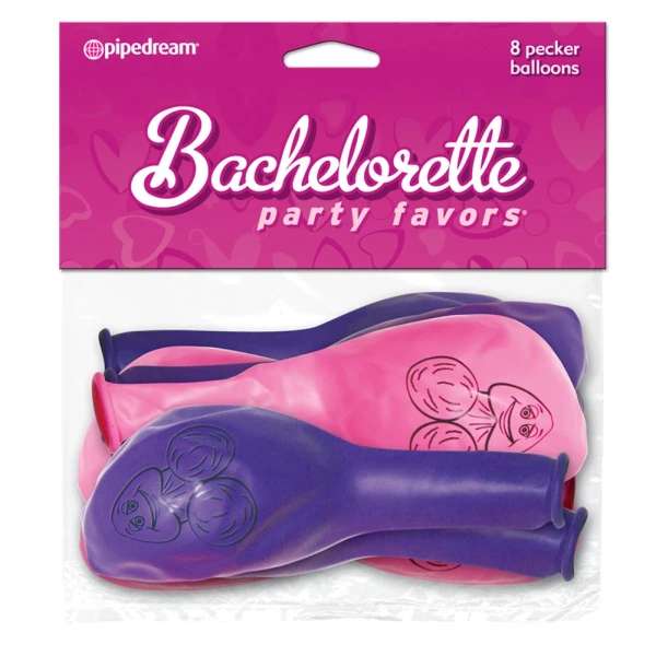 Pipe Dreams Bachelorette Party Favors Pecker Balloons PINK & PURPLE 8 pcs.