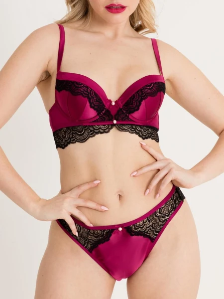 Lovehoney Satin Romance Black Open-Back Pearl Crotchless Panties