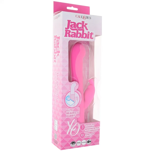 Jack Rabbit Elite Beaded G Rabbit Silicone Rechargeable Dual Stimulation Vibrator By CalExotics
