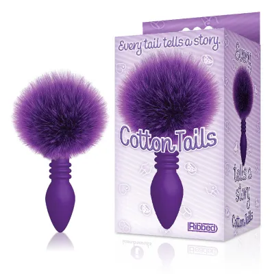The 9 s Cottontails Ribbed Purple Purple Butt Plug with Bunny Tail
