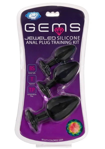 Cloud 9 Novelties Gems Silicone Anal Plug - Includes Small, Med & Large Size