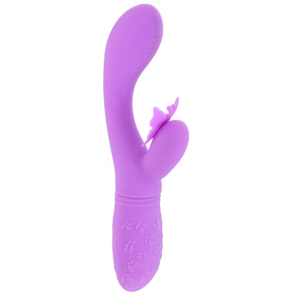 Rechargeable Butterfly Kiss Silicone Flutter Dual Stimulation Vibrator By CalExotics - Purple