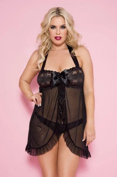 Ruffled Mesh Babydoll - Queen Size Available
