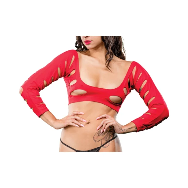 Red Variegated Holes Crotchless Legging — image 6 of 9