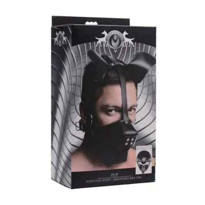 Pup Puppy Play Hood And Breathable Ball Gag Black O s