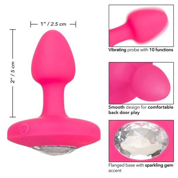 Cheeky Gems Silicone Rechargeable Vibrating Small Anal Probe By CalExotics - Pink