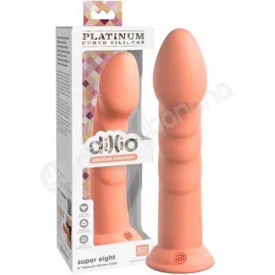 Dillio Platinum Super Eight 8 Peach Silicone Dildo With Suction Cup Body Dock Compatible Base