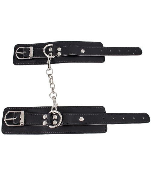 Bondara Black Faux Leather Basic Wrist Cuffs