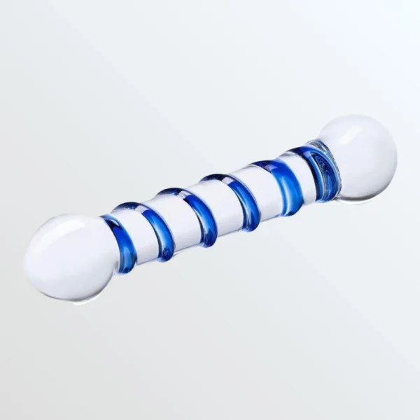 Gläs Spiral Glass Dildo - Clear & Blue